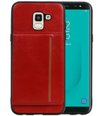 Staand Back Cover 1 Pasjes voor Galaxy J6 Rood