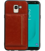 Staand Back Cover 1 Pasjes voor Galaxy J6 Bruin