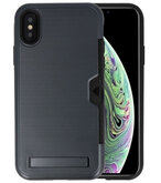 Zwart Tough Armor Kaarthouder Stand Hoesje voor iPhone X / XS