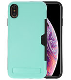 Turquoise Tough Armor Kaarthouder Stand Hoesje voor iPhone XS Max