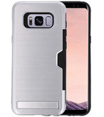 Zilver Tough Armor Kaarthouder Stand Hoesje voor Samsung Galaxy S8 Plus