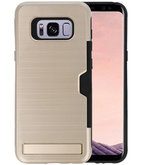 Goud Tough Armor Kaarthouder Stand Hoesje voor Samsung Galaxy S8 Plus