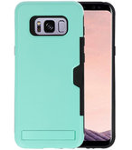 Turquoise Tough Armor Kaarthouder Stand Hoesje voor Samsung Galaxy S8 Plus