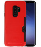 Rood Tough Armor Kaarthouder Stand Hoesje voor Samsung Galaxy S9 Plus