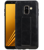 Grip Stand Hardcase Backcover voor Samsung Galaxy A8 Plus Zwart