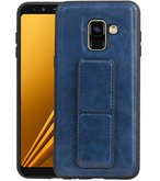 Grip Stand Hardcase Backcover voor Samsung Galaxy A8 Plus Blauw
