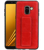 Grip Stand Hardcase Backcover voor Samsung Galaxy A8 Plus Rood