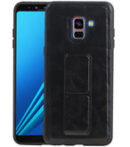 Grip Stand Hardcase Backcover voor Samsung Galaxy A8 (2018) Zwart