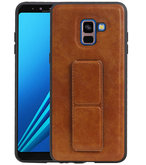 Grip Stand Hardcase Backcover voor Samsung Galaxy A8 (2018) Bruin