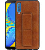 Grip Stand Hardcase Backcover voor Samsung Galaxy A7 (2018) Bruin