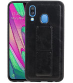 Grip Stand Hardcase Backcover voor Samsung Galaxy A40 Zwart