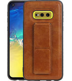 Grip Stand Hardcase Backcover voor Samsung Galaxy S10E Bruin