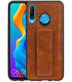 Grip Stand Hardcase Backcover voor Huawei P30 Lite / Nova 4E Bruin