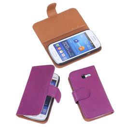 BestCases Lila Echt Leer Booktype Hoesje voor Samsung Galaxy Trend Lite S7390