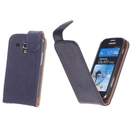 BestCases Navy Blue Kreukelleer Flipcase Hoesje voor Samsung Galaxy Trend S7560