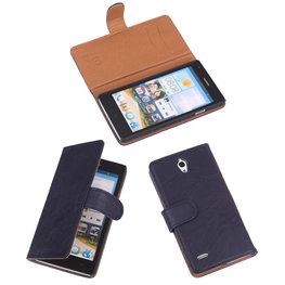 BestCases Navy Luxe Echt Lederen Booktype Hoesje voor Huawei Ascend G700