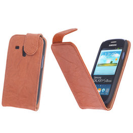 BestCases Bruin Kreukelleer Flipcase Hoesje voor Samsung Galaxy S3 Mini i8190