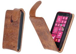 Bestcases Vintage Bruin Flipcase Hoesje voor Nokia Lumia 620 Bestcases Vintage Bruin Flipcase Hoesje voor Nokia Lumia 620