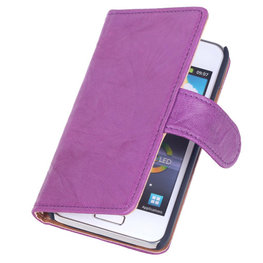 BestCases Lila Echt Leer Booktype Hoesje voor Samsung Galaxy S Advance i9070