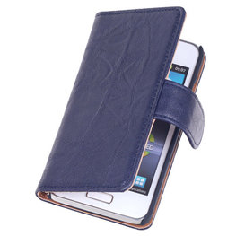 BestCases Navy Blue Echt Leer Booktype Hoesje voor Samsung Galaxy S Advance i9070