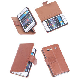 BestCases Bruin Echt Leer Booktype Hoesje voor Samsung Galaxy S Advance i9070