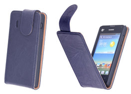 BestCases Navy Blue Kreukelleer Flipcase Hoesje voor Huawei Ascend Y300