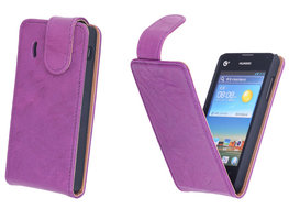 BestCases Lila Kreukelleer Flipcase Hoesje voor Huawei Ascend Y300