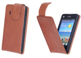 BestCases Bruin Kreukelleer Flipcase Hoesje voor Huawei Ascend Y300