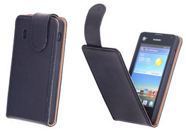 BestCases Zwart Kreukelleer Flipcase Hoesje voor Huawei Ascend Y300