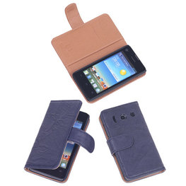 BestCases Navy Blue Luxe Echt Lederen Booktype Hoesje voor Huawei Ascend Y300