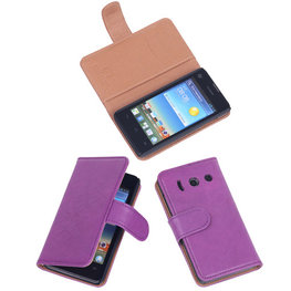 BestCases Lila Luxe Echt Lederen Booktype Hoesje voor Huawei Ascend Y300