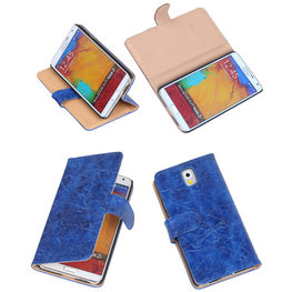 Bestcases Vintage Blauw Book Cover Hoesje voor Samsung Galaxy Note 3