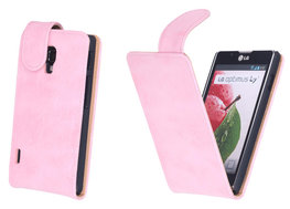 Bestcases Vintage Light Pink Flipcase Hoesje voor LG Optimus L7 2 P710 Bestcases Vintage Light Pink Flipcase Hoesje voor LG Optimus L7 2 P710