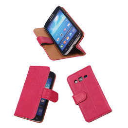 BestCases Fuchsia Luxe Echt Lederen Booktype Hoesje voor Samsung Galaxy Express 2