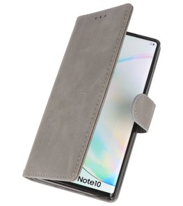 Bookstyle Wallet Cases Hoes voor Samsung Galaxy Note 10 Grijs