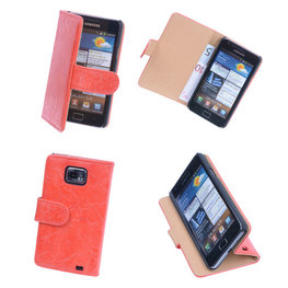 Bestcases Vintage Oranje Book Cover Hoesje voor Samsung Galaxy S2 Plus
