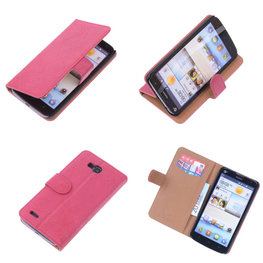 BestCases Fuchsia Echt Lederen Booktype Hoesje voor Huawei Honor 3X G750