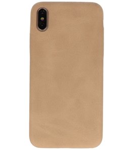 Leder Design Back cover voor iPhone Xs Max Beige Leder Design Back cover voor iPhone Xs Max Beige