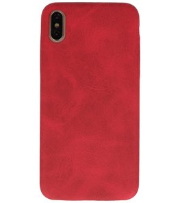 Leder Design Back cover voor iPhone Xs Max Rood Leder Design Back cover voor iPhone Xs Max Rood