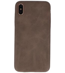 Leder Design Back cover voor iPhone Xs Max Donker Bruin Leder Design Back cover voor iPhone Xs Max Donker Bruin