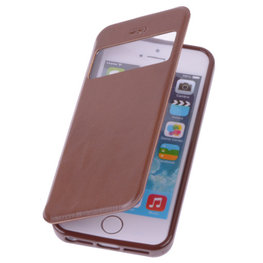 View Case Bruin Hoesje voor Apple iPhone 5 5s TPU Bookcover View Case Bruin Hoesje voor Apple iPhone 5 5s TPU Bookcover