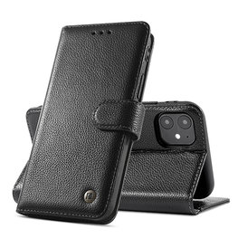 Echt Lederen Wallet Case Telefoonhoesje voor iPhone 12 Mini - Zwart