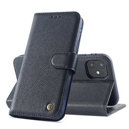 Echt Lederen Wallet Case Telefoonhoesje voor iPhone 12 Mini - Navy