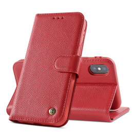 Echt Lederen Wallet Case Telefoonhoesje voor iPhone Xs Max - Rood Echt Lederen Wallet Case Telefoonhoesje voor iPhone Xs Max - Rood