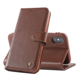 Echt Lederen Wallet Case Telefoonhoesje voor iPhone Xs Max - Bruin Echt Lederen Wallet Case Telefoonhoesje voor iPhone Xs Max - Bruin