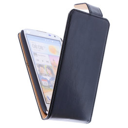 Classic Zwart Hoesje voor Huawei Ascend G630 PU Leder Flip Case