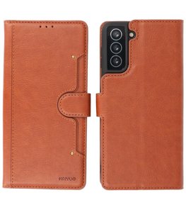 Book Case Pasjeshouder Telefoonhoesje voor Samsung Galaxy S21 Plus Bruin Book Case Pasjeshouder Telefoonhoesje voor Samsung Galaxy S21 Plus Bruin