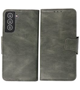 Portemonnee Wallet Case Hoesje voor Samsung Galaxy S21 Plus - Donker Groen Portemonnee Wallet Case Hoesje voor Samsung Galaxy S21 Plus - Donker Groen