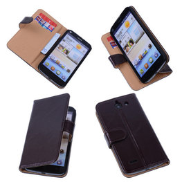 PU Leder Mocca Hoesje voor Huawei Ascend G730 Book/Wallet Case/Cover