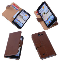 PU Leder Bruin Hoesje voor Huawei Ascend G730 Book/Wallet Case/Cover